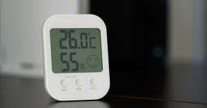 Thermostat and humidistat showing temperature and humidity